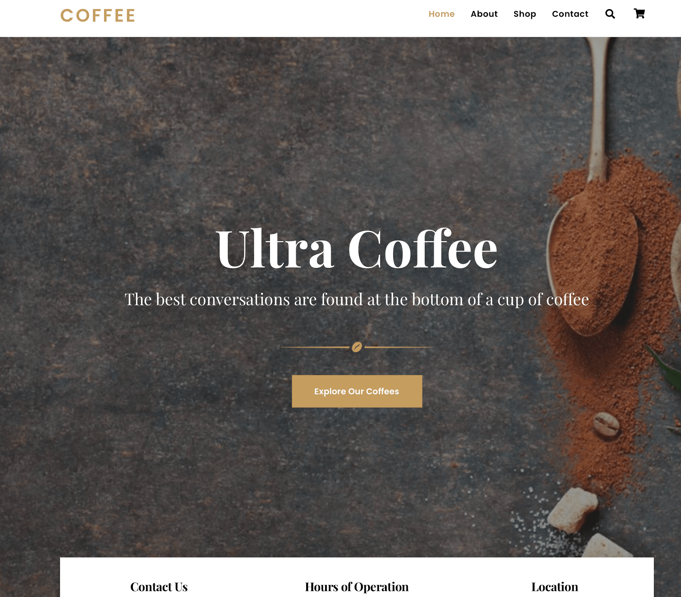 Coffee Shop website design