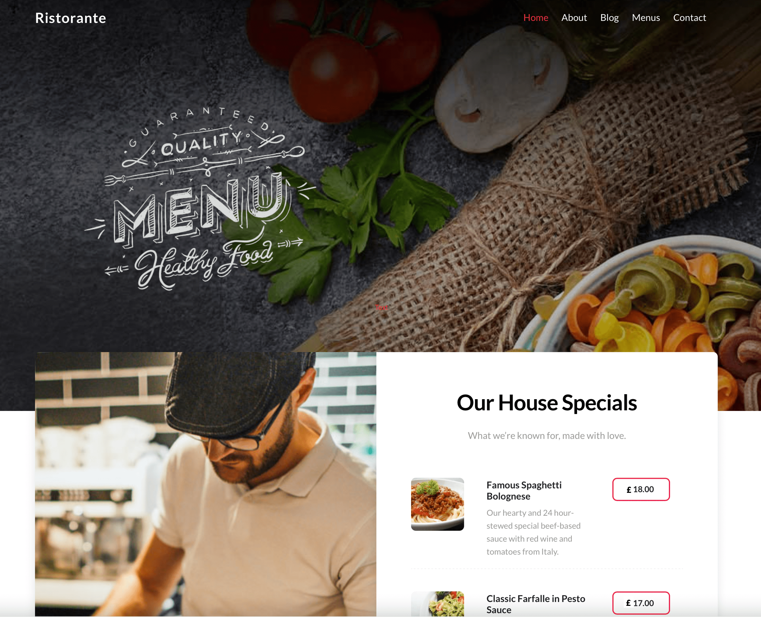 Restaurant website design